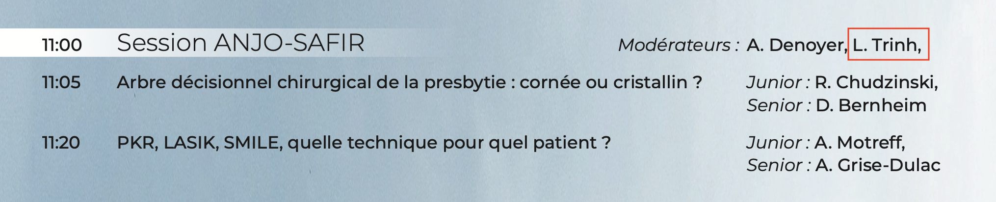 ANJO SAFIR MasterClass Presbytie opération myopie Paris