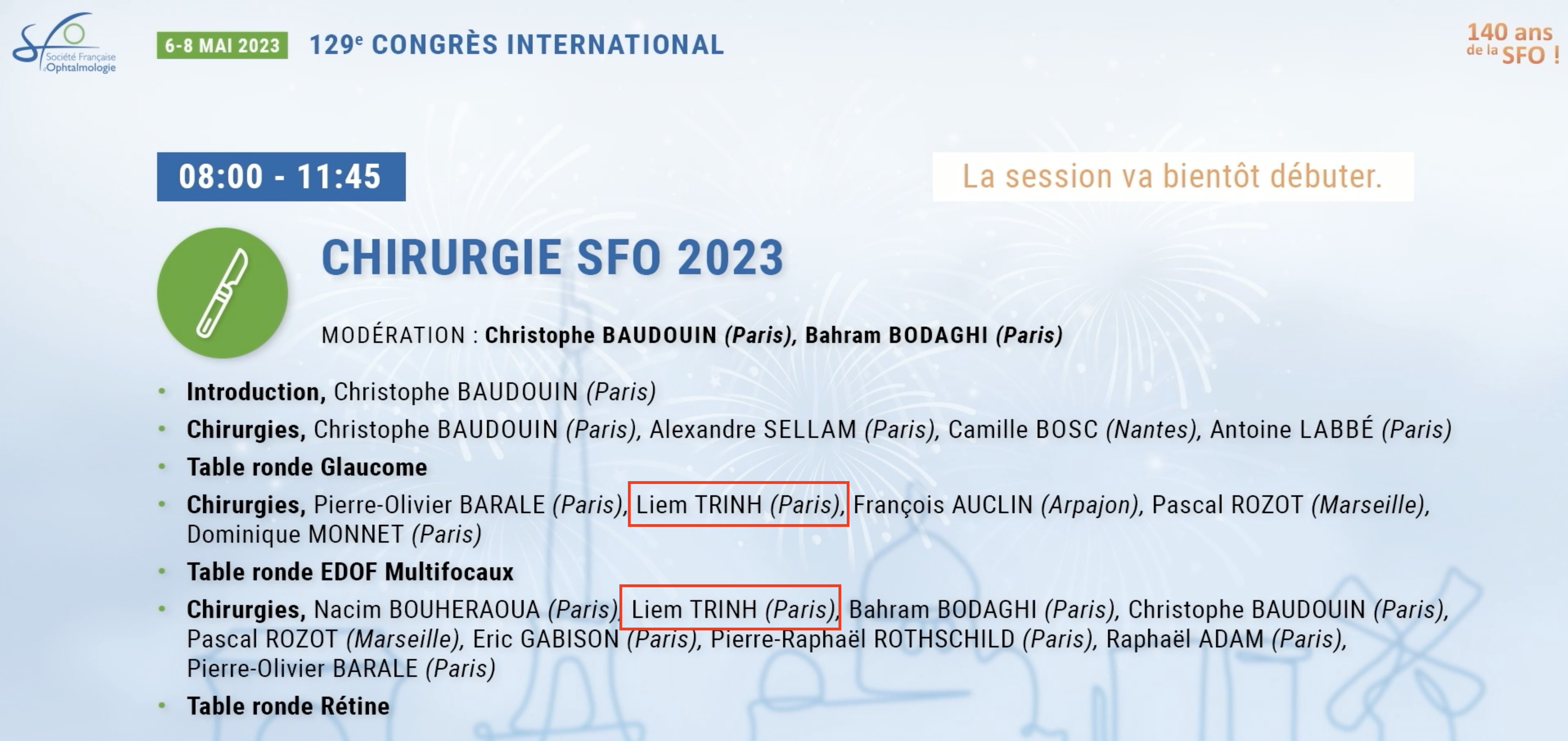 Chirurgie réfractive en direct congrès SFO Paris