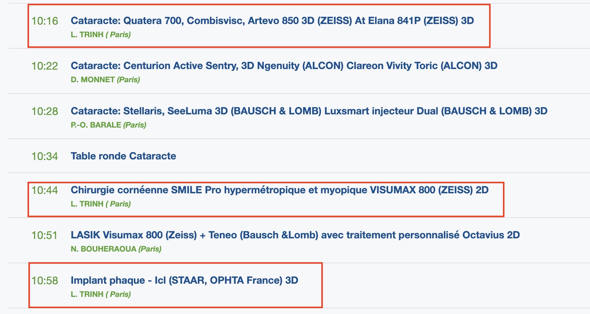 Chirurgie en Direct ophtalmologique