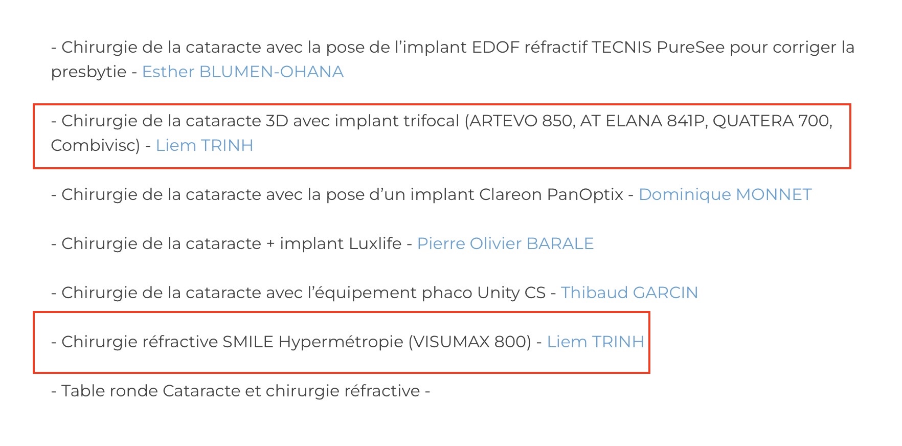 Chirurgie en direct SMILE cataracte implant multifocal